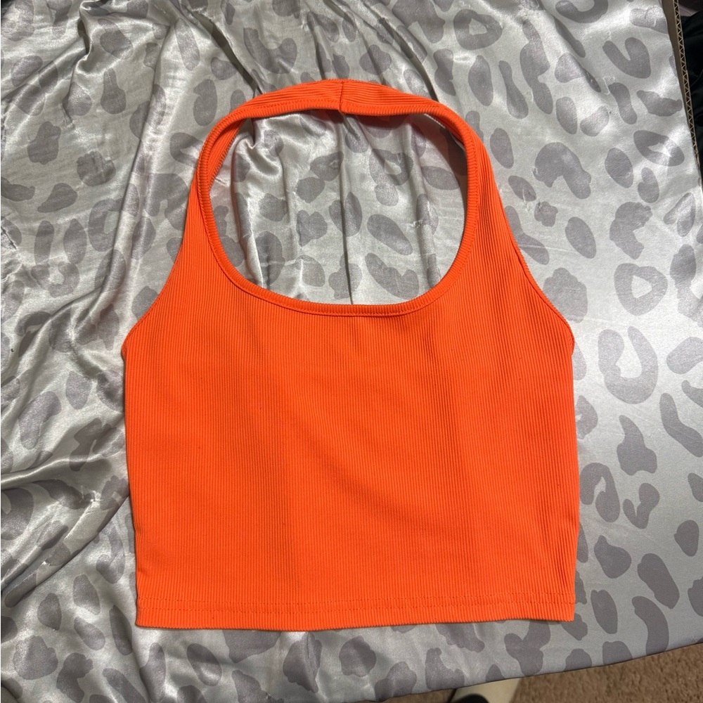 SHEIN Bright Orange Ribbed Top